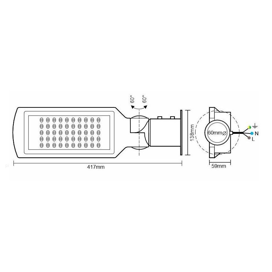 LED Φωτιστικό δρόμου με αισθητήρα LED/50W/170-400V IP65