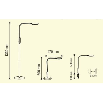 LED Φωτιστικό αφής ντιμαριζόμενο 3σε1 LED/12W/230V λευκό CRI 90 + τηλεχειριστήριο