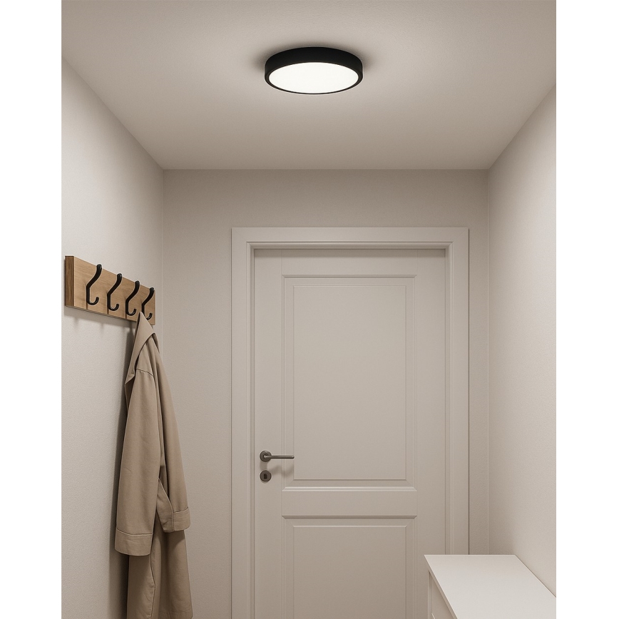 LED φωτιστικό οροφής, 24W/230V, 3000/4000/6500K, διάμ. 30 cm, μαύρο