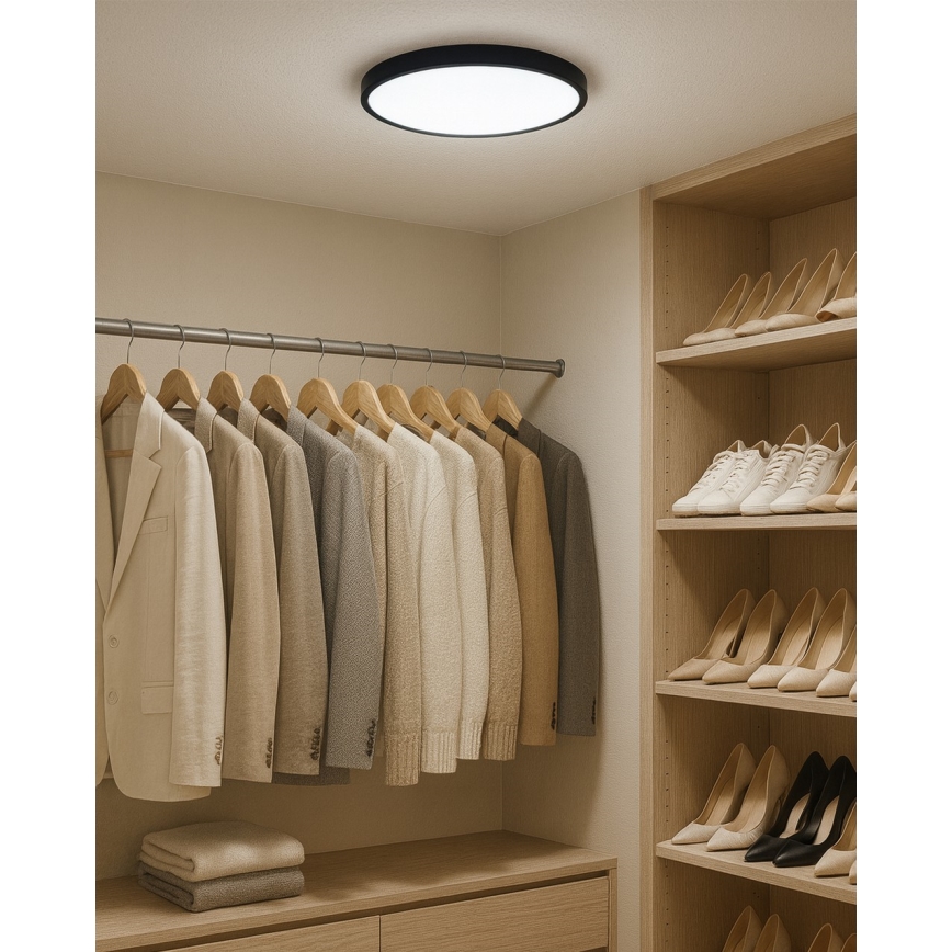 LED φωτιστικό οροφής, 24W/230V, 3000/4000/6500K, διάμ. 30 cm, μαύρο