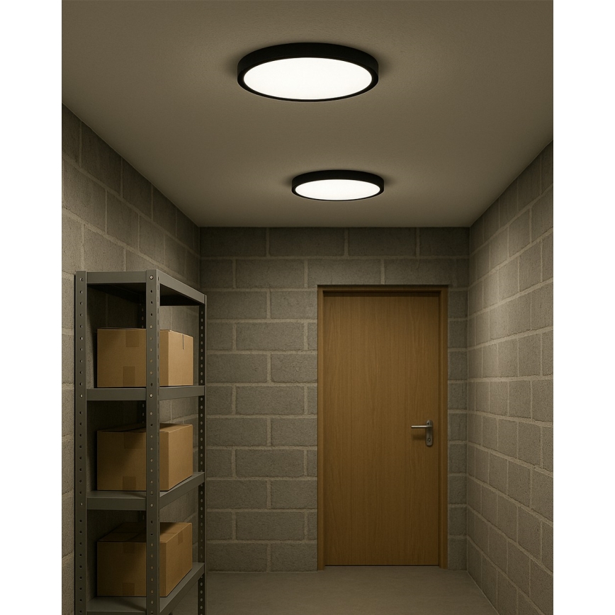 LED φωτιστικό οροφής, 24W/230V, 3000/4000/6500K, διάμ. 30 cm, μαύρο