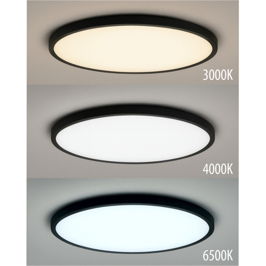 LED φωτιστικό οροφής, 24W/230V, 3000/4000/6500K, διάμ. 30 cm, μαύρο