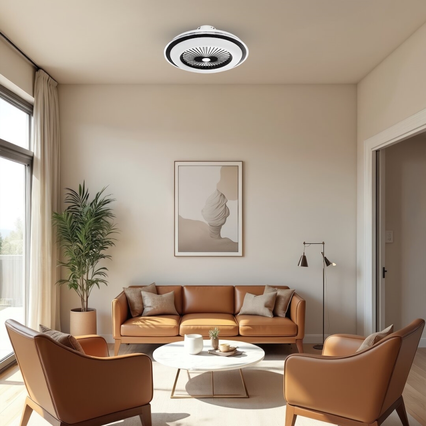 LED Φωτιστικό οροφής dimmable με ανεμιστήρα ZEPHYR LED/48W/230V 3000-6000K μαύρο + τηλεχειριστήριο