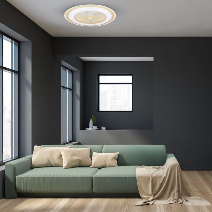 LED Φωτιστικό οροφής dimmable με ανεμιστήρα ZEPHYR LED/48W/230V 3000-6000K χρυσό + τηλεχειριστήριο