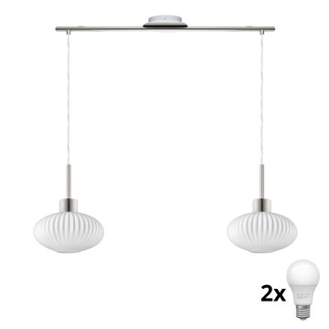LED Φωτιστικό οροφής HARMA 2xE27/60W/230V σκούρο χρώμιο/λευκό