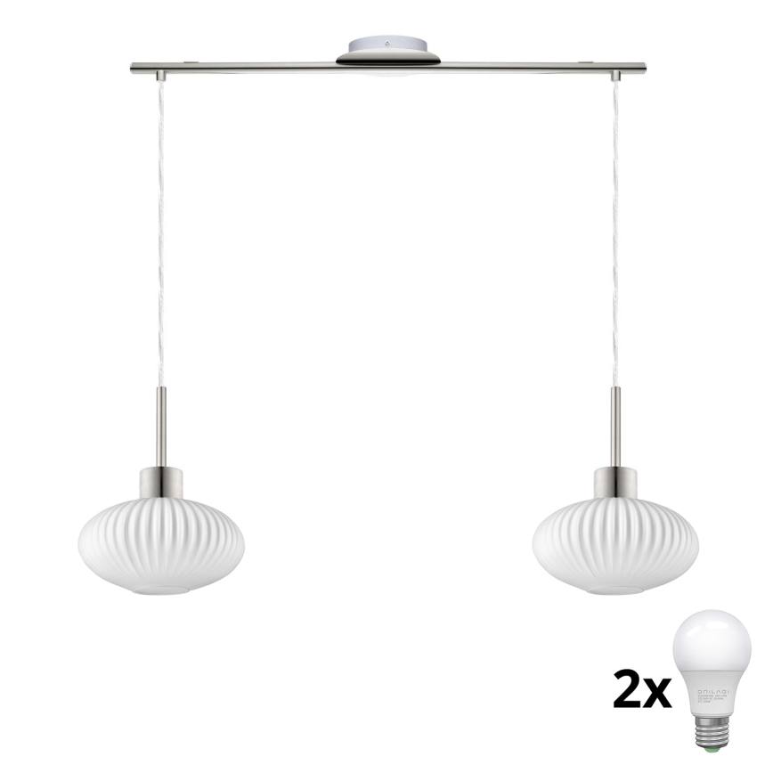 LED Φωτιστικό οροφής HARMA 2xE27/60W/230V σκούρο χρώμιο/λευκό
