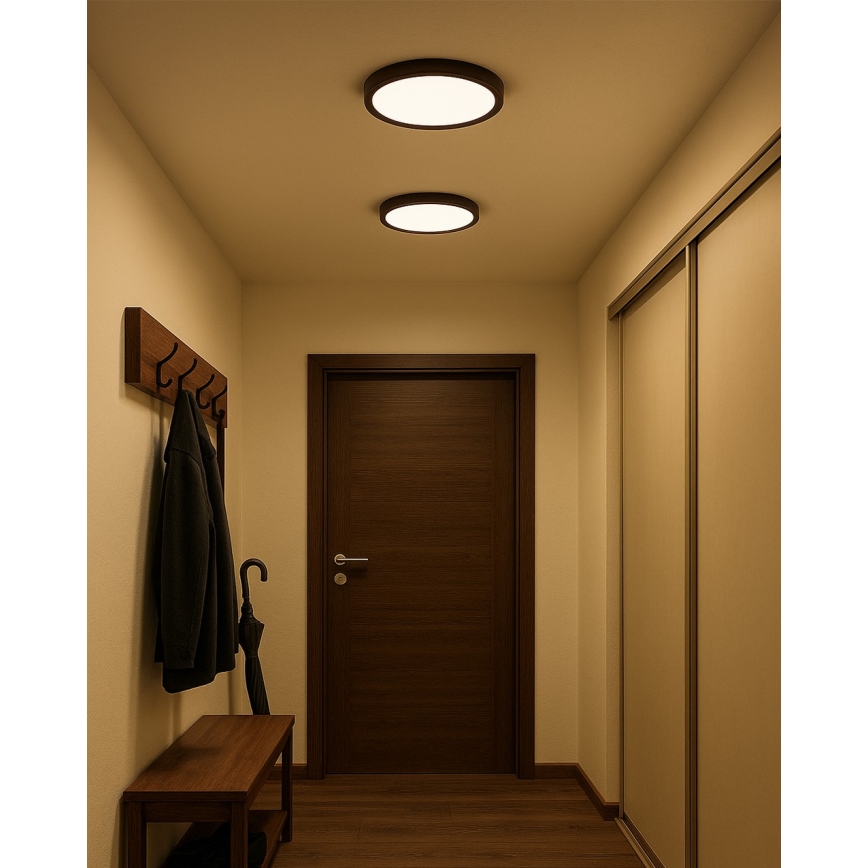 LED φωτιστικό οροφής LED/24W/230V 3000/4000/6500K διάμ. 30 cm καφέ