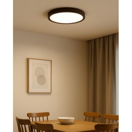 LED φωτιστικό οροφής LED/24W/230V 3000/4000/6500K διάμ. 30 cm καφέ