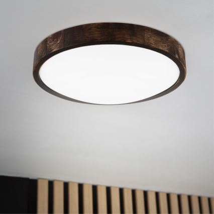 LED Φωτιστικό οροφής OAK SLIM LED/36W/230V 4000K Ø 37 cm δρυς/σκούρο καφέ