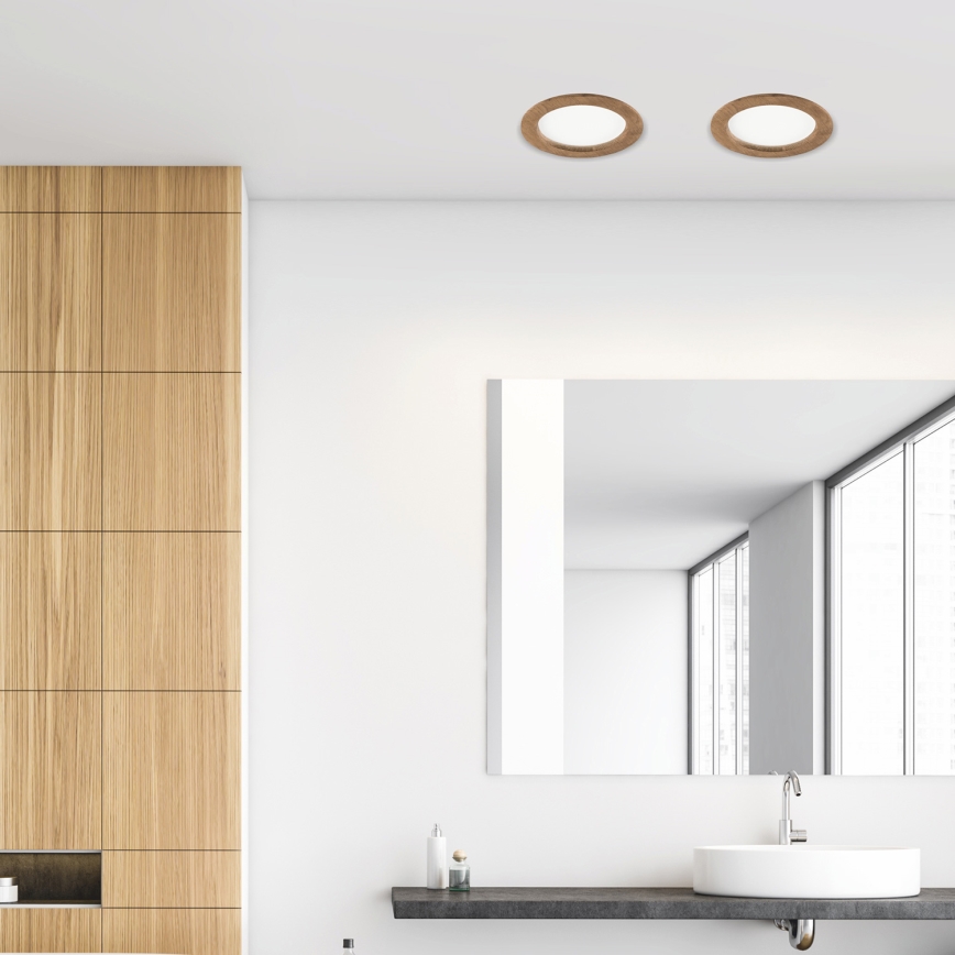 LED φωτιστικό οροφής WOODY SPOT LED/16,5W/230V 4000K καρυδιά Ø 18,5 εκ.