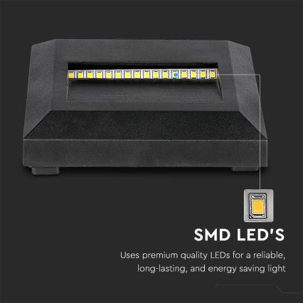 LED Φωτιστικό σκάλας εξωτερικού χώρου LED/2W/230V IP65 3000K μαύρο