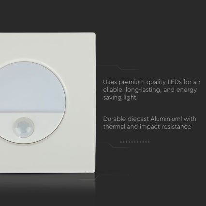 LED φωτιστικό σκάλας με ανιχνευτή κίνησης LED/3W/230V 4000K λευκό