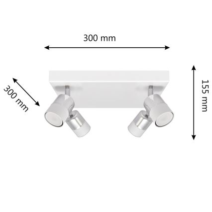 LED Φωτιστικό σποτ LED TUBSSON 4xGU10/4,8W/230V λευκό/γυαλιστερό χρώμιο