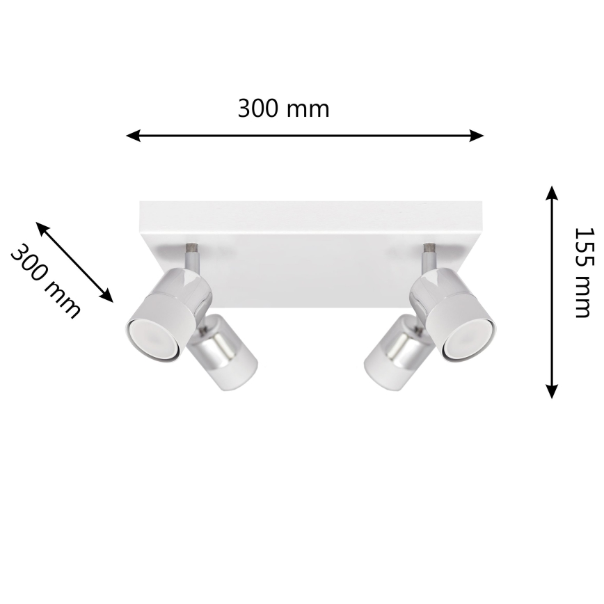 LED Φωτιστικό σποτ LED TUBSSON 4xGU10/4,8W/230V λευκό/γυαλιστερό χρώμιο