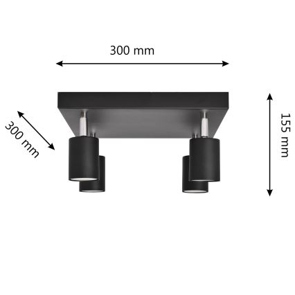 LED Φωτιστικό σποτ LED TUNE 4xGU10/4,8W/230V μαύρο