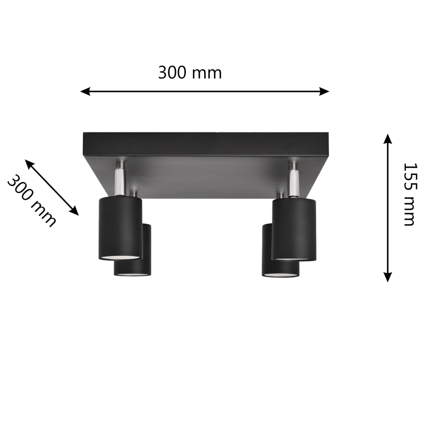 LED Φωτιστικό σποτ LED TUNE 4xGU10/4,8W/230V μαύρο