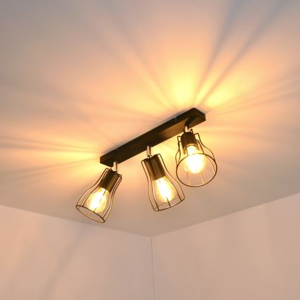 LED Φωτιστικό σποτ TUBE II 3xE27/15W/230V μαύρο