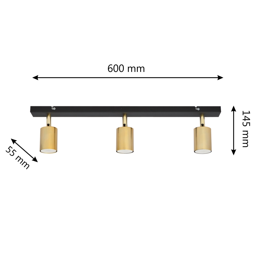 LED Φωτιστικό σποτ TUNE 3xGU10/4,8W/230V χρυσαφί/μαύρο