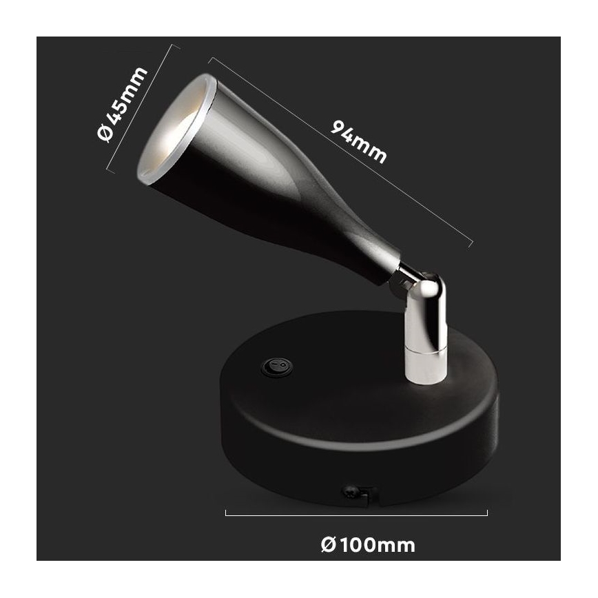 LED Φωτιστικό σποτ τοίχου LED/4,5W/230V 4000K μαύρο