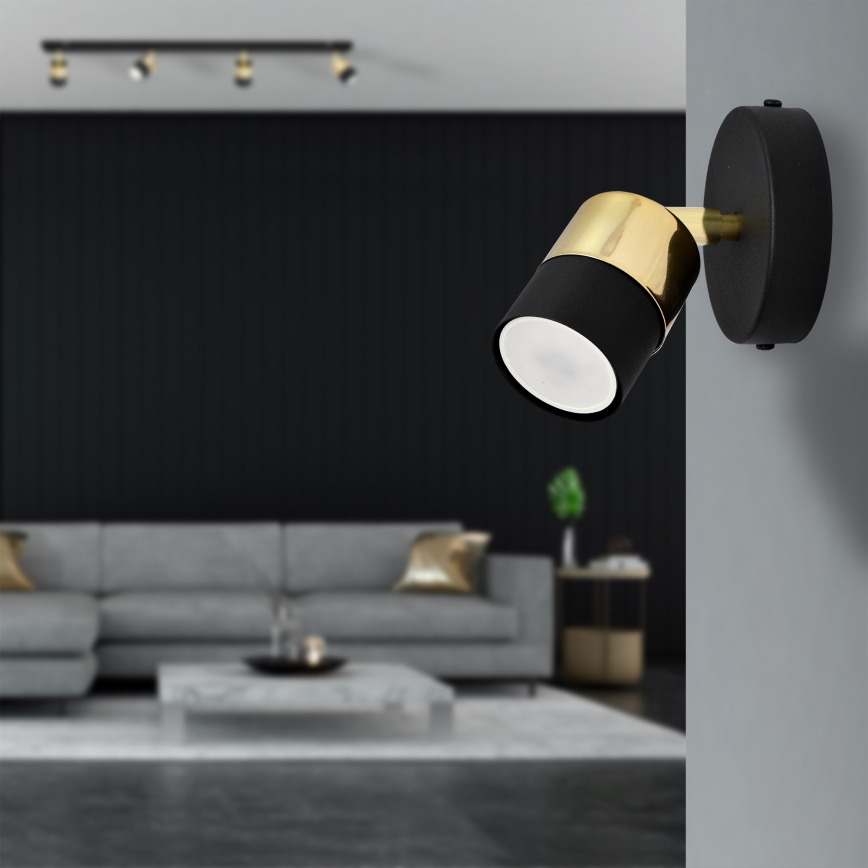 LED Φωτιστικό σποτ τοίχου LED TUBSSON 1xGU10/4,8W/230V μαύρο/χρυσαφί
