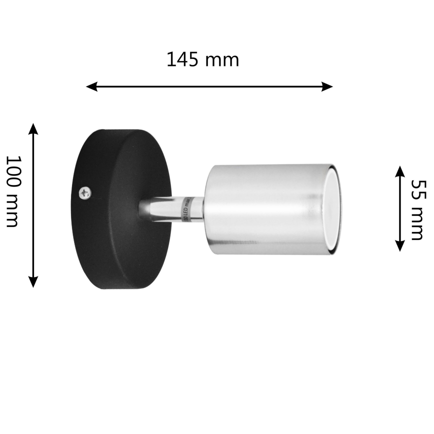 LED Φωτιστικό σποτ τοίχου LED TUNE 1xGU10/4,8W/230V ματ χρώμιο/μαύρο