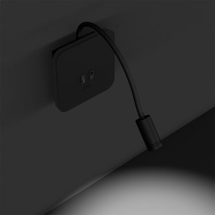 LED Φωτιστικό Τοίχου - Απλίκα BASE 1xLED/8W+1xLED/2W/230V μαύρο/ασημί