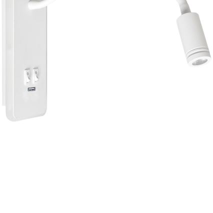 LED Φωτιστικό Τοίχου - Απλίκα με USB BASE 1xLED/8W+1xLED/2W/230V λευκό