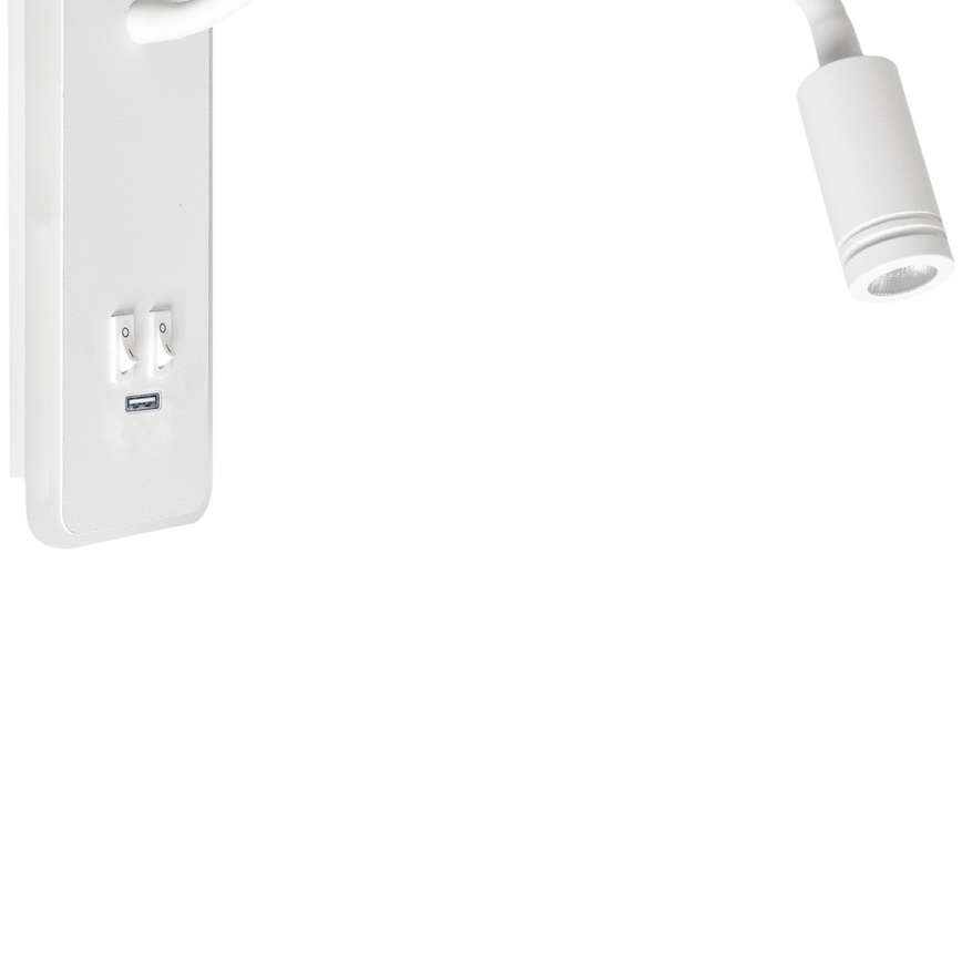 LED Φωτιστικό Τοίχου - Απλίκα με USB BASE 1xLED/8W+1xLED/2W/230V λευκό