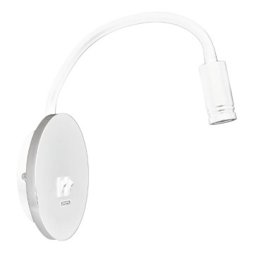 LED Φωτιστικό Τοίχου - Απλίκα με USB BASE 1xLED/8W+1xLED/2W/230V λευκό/ασημί