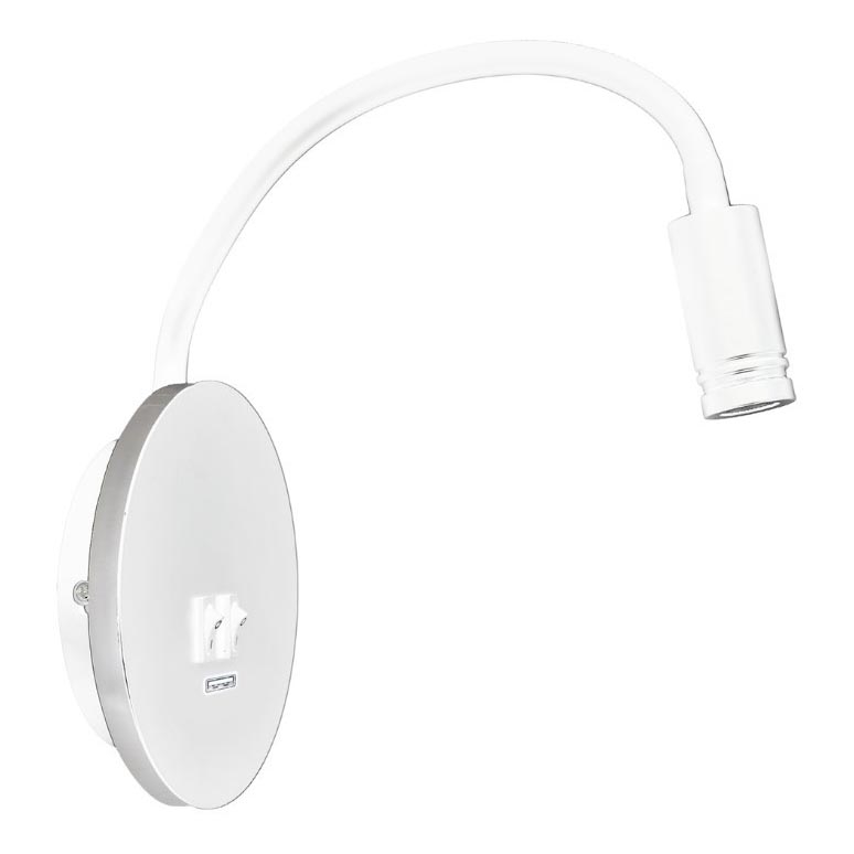 LED Φωτιστικό Τοίχου - Απλίκα με USB BASE 1xLED/8W+1xLED/2W/230V λευκό/ασημί