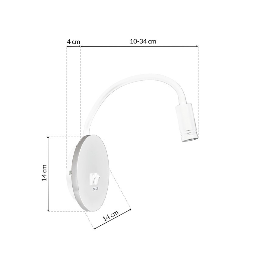 LED Φωτιστικό Τοίχου - Απλίκα με USB BASE 1xLED/8W+1xLED/2W/230V λευκό/ασημί