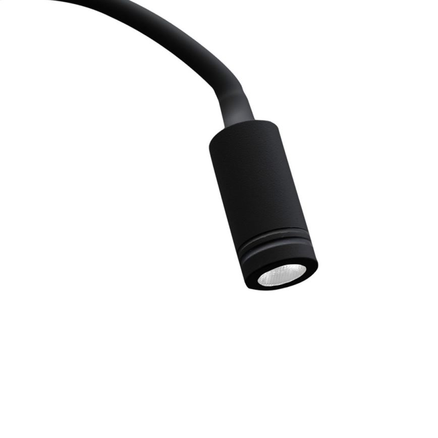 LED Φωτιστικό Τοίχου - Απλίκα με USB BASE 1xLED/8W+1xLED/2W/230V μαύρο