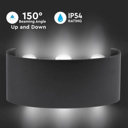 LED Φωτιστικό τοίχου εξωτερικού χώρου 6xLED/6W/230V IP54 4000K μαύρο