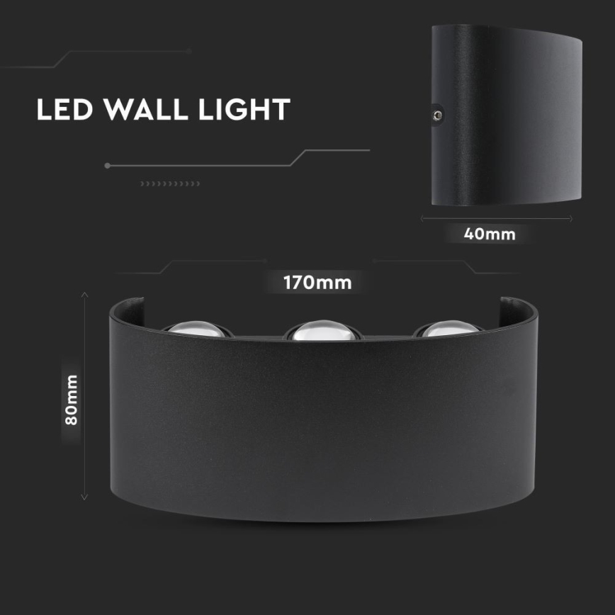LED Φωτιστικό τοίχου εξωτερικού χώρου 6xLED/6W/230V IP54 4000K μαύρο