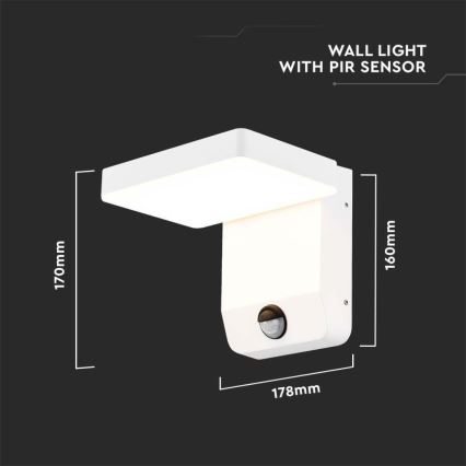 LED Εξωτερικού χώρου wall flexible φωστικό με αισθητήρα LED/17W/230V IP65 3000K λευκό