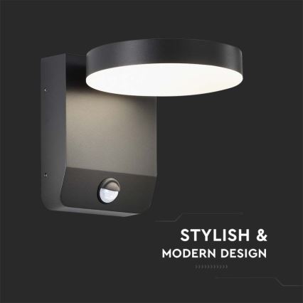 LED Εξωτερικού χώρου wall flexible φωστικό με αισθητήρα LED/17W/230V IP65 3000K μαύρο