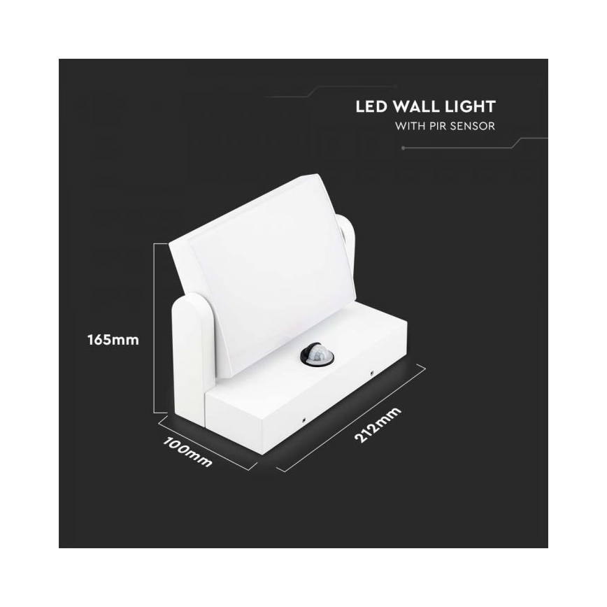 LED Φωτιστικό τοίχου εξωτερικού χώρου με αισθητήρα LED/17W/230V 4000K IP65 λευκό