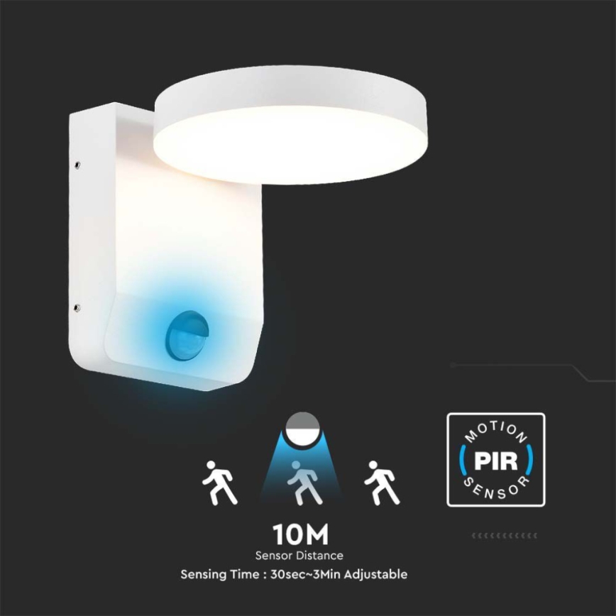 LED Εξωτερικού χώρου wall flexible φωστικό με αισθητήρα LED/17W/230V IP65 4000K λευκό