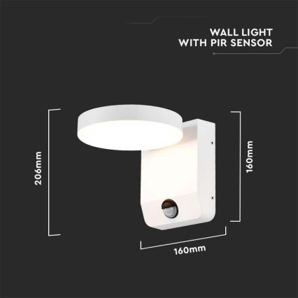 LED Εξωτερικού χώρου wall flexible φωστικό με αισθητήρα LED/17W/230V IP65 4000K λευκό