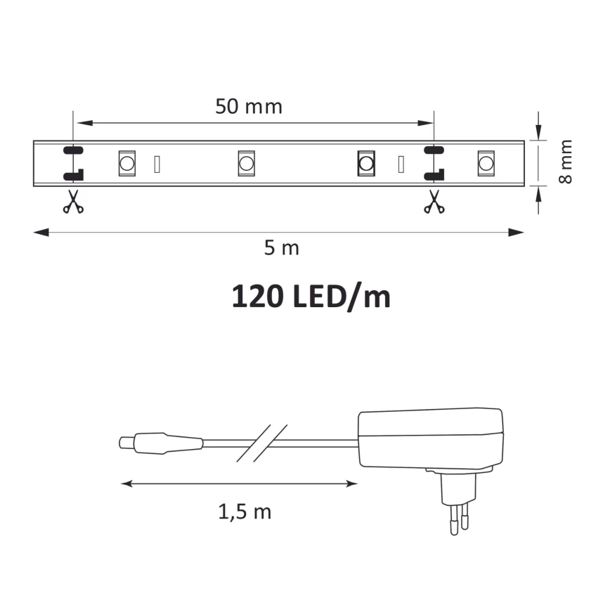 LED Φωτοταινία 5μ  LED/36W/12V 4000K