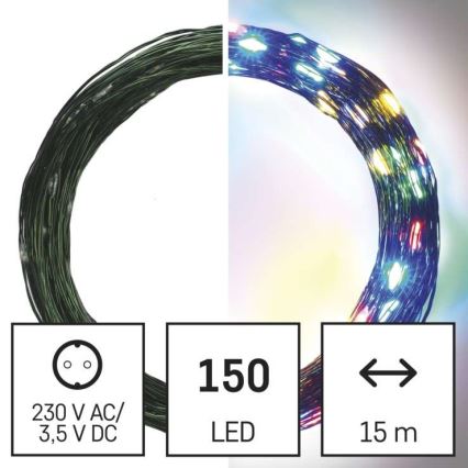 LED χριστουγεννιάτικα εξωτερικά λαμπιόνια 150xLED/20m IP44 πολύχρωμα