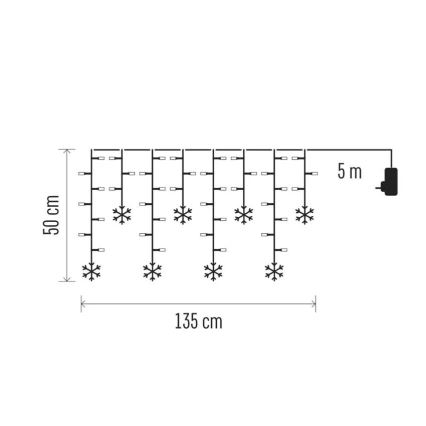 LED Χριστουγεννιάτικη κουρτίνα 60xLED/1,35W 635x50 cm ψυχρό λευκό