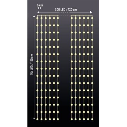 LED Χριστουγεννιάτικη κουρτίνα LED/3xAA
