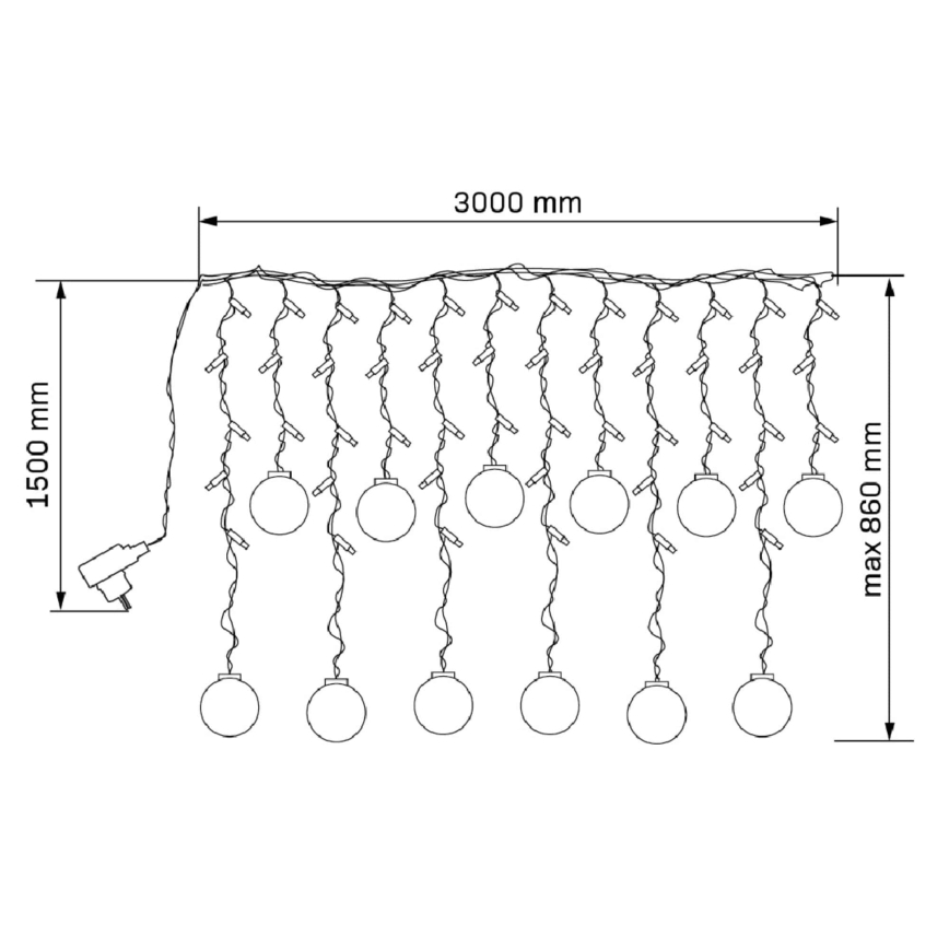 LED χριστουγεννιάτικη κουρτίνα WISH BALLS 108xLED/8 λειτουργιών 4,5 m θερμό λευκό