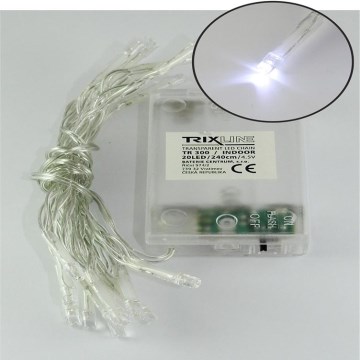 LED Χριστουγεννιάτικη γιρλάντα 20xLED/2 λειτουργίες 2,4m ψυχρό λευκό