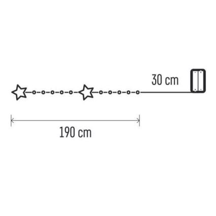 LED Χριστουγεννιάτικη γιρλάντα 20xLED/2xAA 2,2 m θερμό λευκό