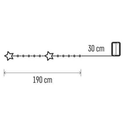 LED Χριστουγεννιάτικη γιρλάντα 20xLED/2xAA 2,2 m θερμό λευκό