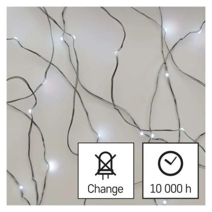LED Χριστουγεννιάτικο φωτάκι 20xLED/2xAA 2,4μ ψυχρό λευκό