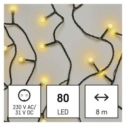 LED Χριστουγεννιάτικη γιρλάντα 80xLED/230V/8 λειτουργίες 13m IP44 ζεστό λευκό