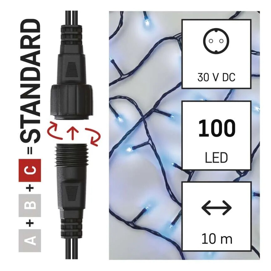 LED χριστουγεννιάτικη γιρλάντα για εξωτερικούς χώρους 100xLED/10m IP44 μπλε